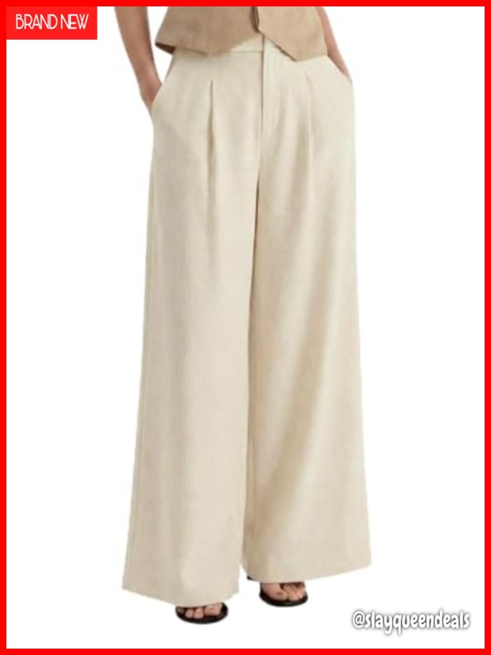 Linen Wide Leg Work Dress Pants Business Casual High Waist Palazzo
